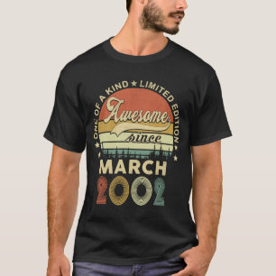 March 2002 21 Years Of Being Awesome Retro 21st Bi T-Shirt