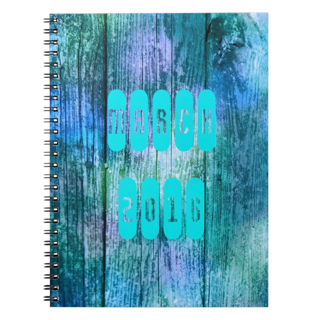 March 2016 Purple Turquoise Monthly Notebook (Front)