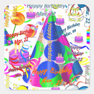 March, 22 Kids Birthday Stickers