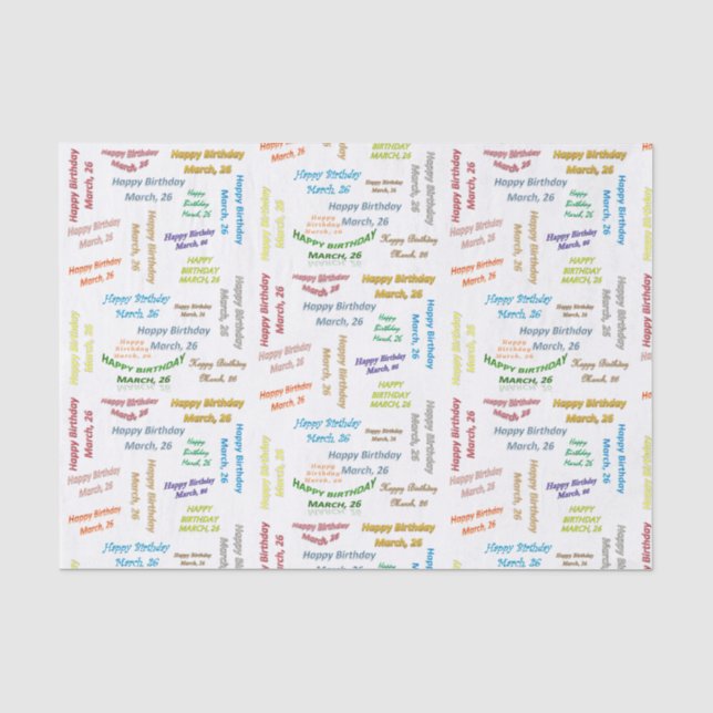 March, 26 Birthday Tissue Paper (Front)
