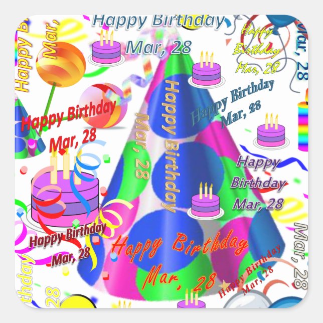 March, 28 Kids Birthday Stickers (Front)