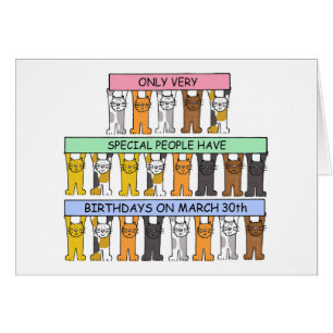 March 30th Birthday, Cute Cartoon Cats