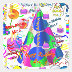 March, 5 Kids Birthday Stickers