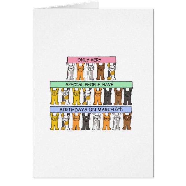 March 6th Birthday Cartoon Cats (Front)