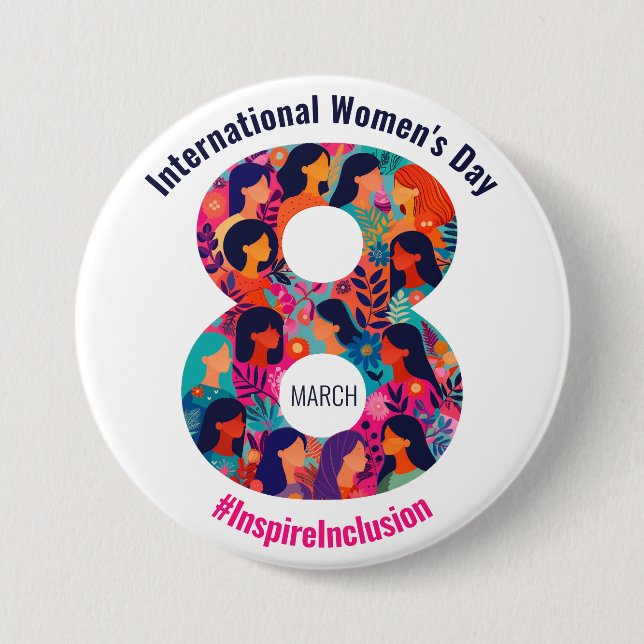 March 8 International Women's Day IWD 3 Inch Round Button (Front)