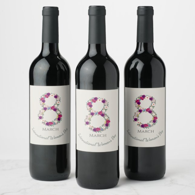 March 8th International Women's Day   Wine Label (Bottles)