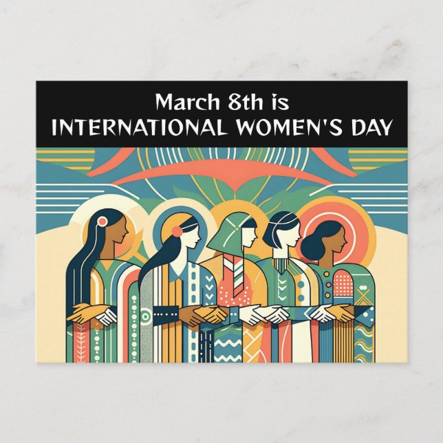 March 8th is International Women's Day  Postcard (Front)