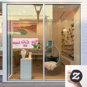 March 8th Women's Day Sale Pink Roses Business Window Cling
