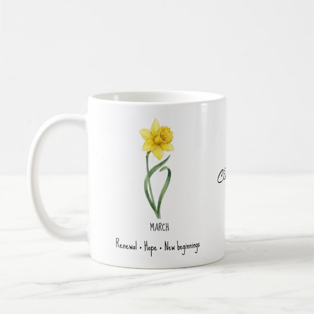 March Birth Flower Mug – Daffodil (Left)