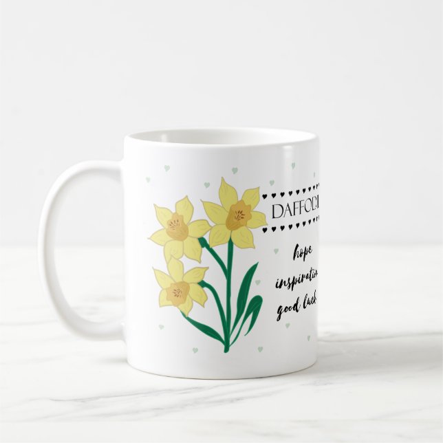 March Birth Flower Mug with Flower Meanings  (Left)