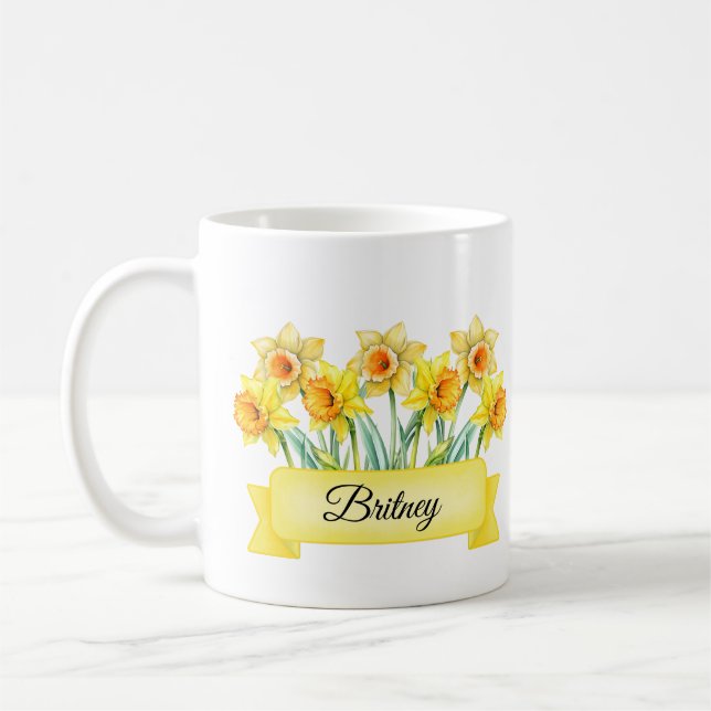 March Birth Flower Personalized Daffodil Mug (Left)