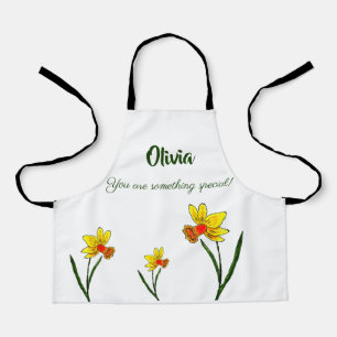 March birth flower Watercolor Daffodil Apron