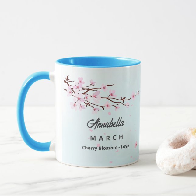March Birth Month Flower Coffee Mug (With Donut)