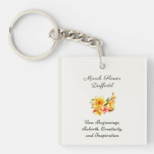 March Birth Month Flower Daffodil Birth Gift     Keychain