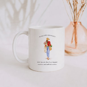 March Birth Month Girl   Monogram  Coffee Mug