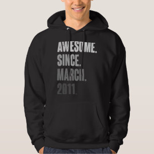 March Birthday 12th Decoration 12 Years Old Vintag Hoodie