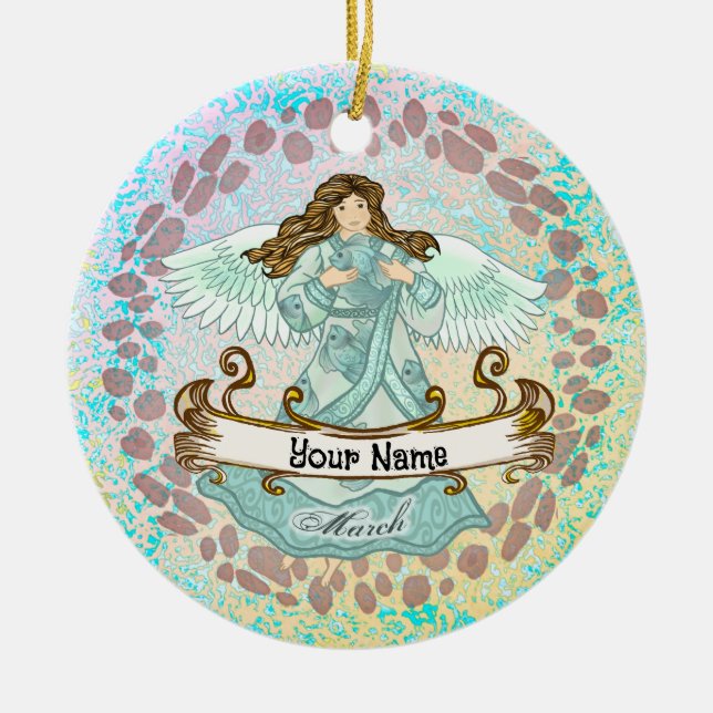March Birthday Angel birthday custom ornaments (Front)