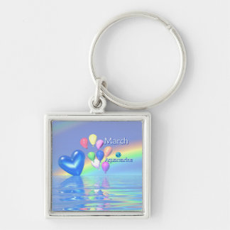March Birthday Aquamarine Heart Keychain