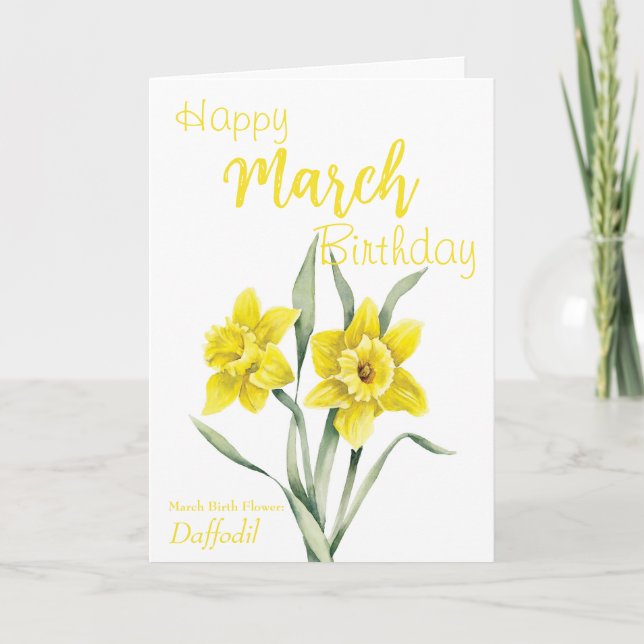 March Birthday Daffodil Birth Flower Card (Front)