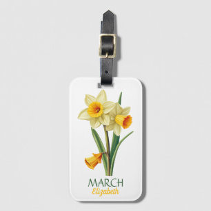 March Birthday Daffodil Birth Flower Personalized  Luggage Tag