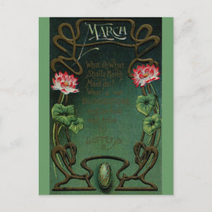 March Birthday with Lotus & Bloodstone Postcard