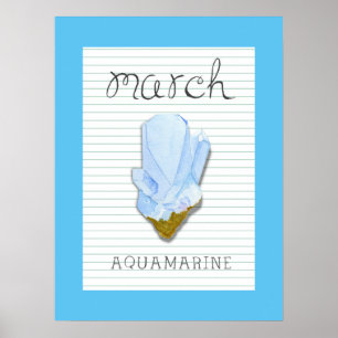 March Birthstone Aquamarine 18x24 Artwork Poster