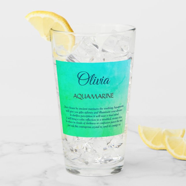 March Birthstone Aquamarine design  Glass (Front Ice)