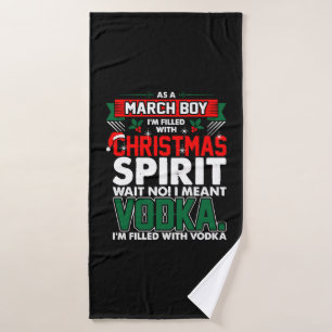 March Boy Christmas Spirit Bath Towel