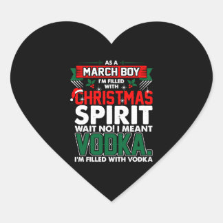 March Boy Christmas Spirit Heart Sticker