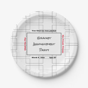 March Bracket Basketball Announcement Party Paper Plate