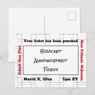 March Bracket Basketball Announcement Party Postcard