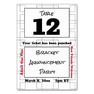 March Bracket Basketball Announcement Party Table Number