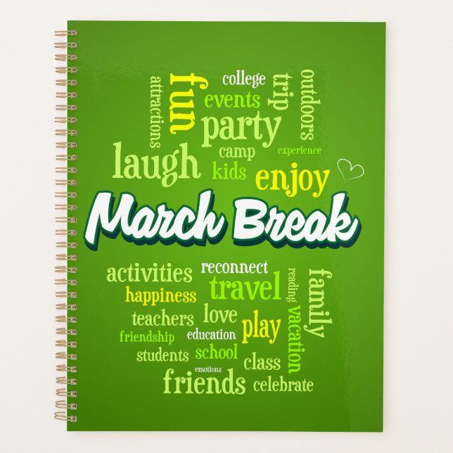 March Break Word Cloud Typography School Vacation (Devant)