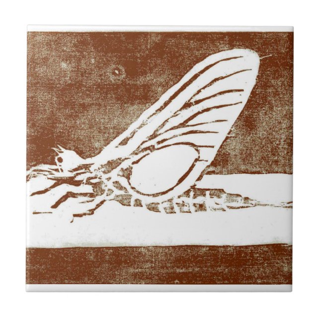 March brown mayfly trout fly tile (Front)