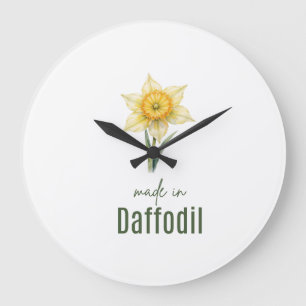 March Daffodil Birth Flower Bodysuit Watercolor Large Clock