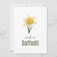 March Daffodil Birth Flower card Watercolor