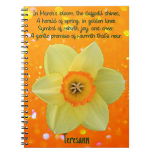 March Daffodil Birth Flower Spiral Notebook