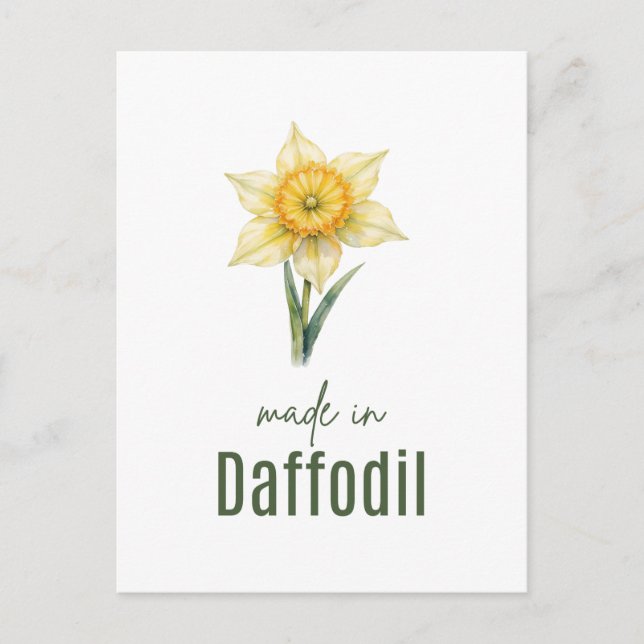 March Daffodil Birth Flower Wall Art Watercolor Postcard (Front)