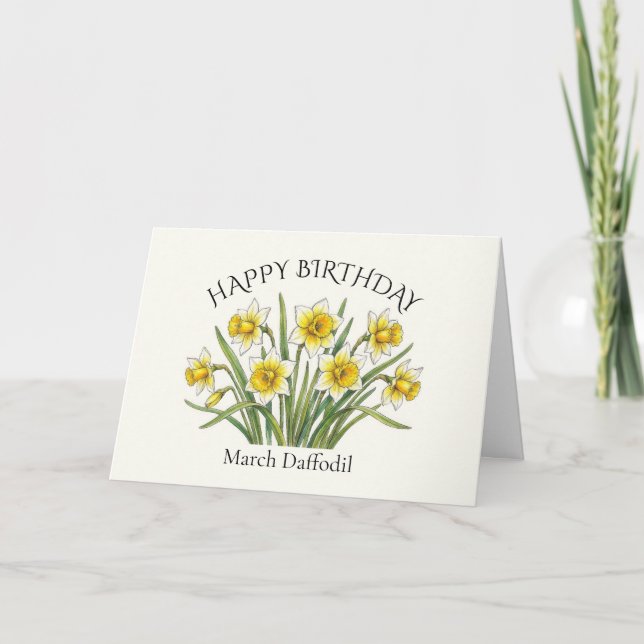March Daffodil Birthday Card (Front)