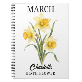 March Daffodil Botanical Birth Flower Notebook