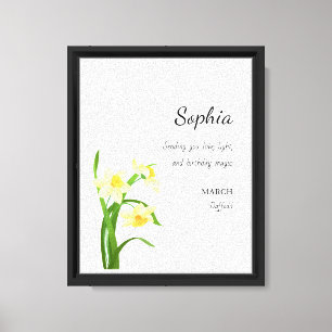 March Daffodil Personalized Birthday Canvas Print
