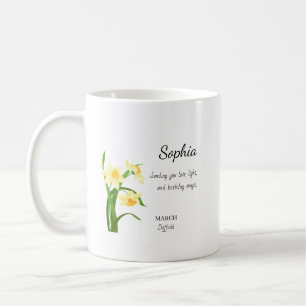 March Daffodil Personalized Birthday Coffee Mug