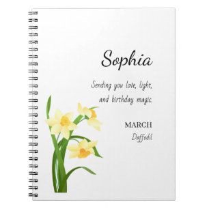 March Daffodil Personalized Birthday Notebook