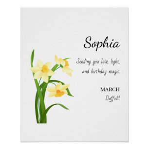March Daffodil Personalized Birthday Poster