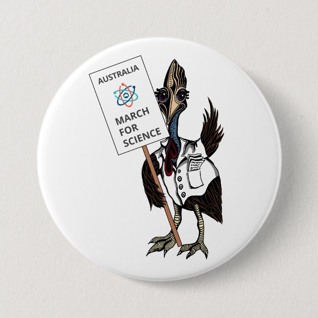 March for Science Australia - Cassowary - 3 Inch Round Button (Front)