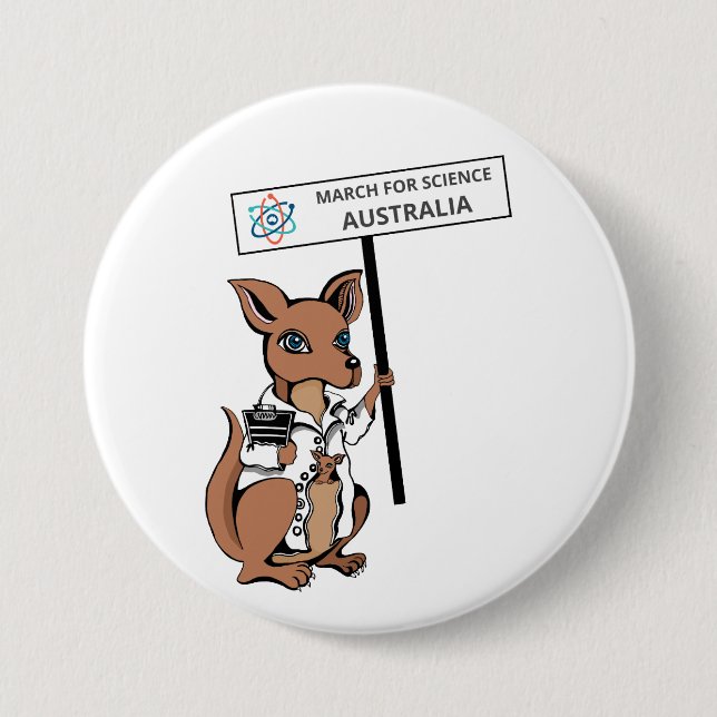 March for Science Australia - Kangaroo - 3 Inch Round Button (Front)