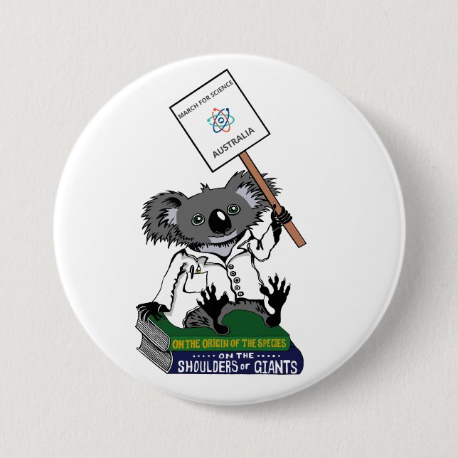 March for Science Australia - Koala 3 Inch Round Button (Front)
