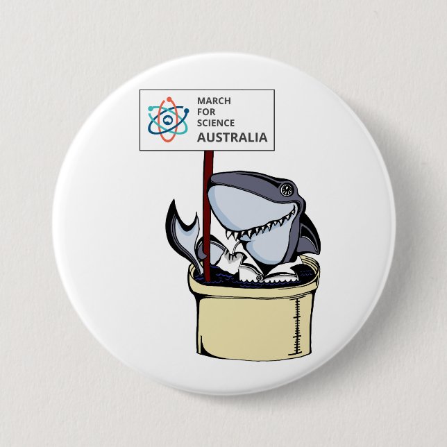 March for Science Australia - Shark - 3 Inch Round Button (Front)