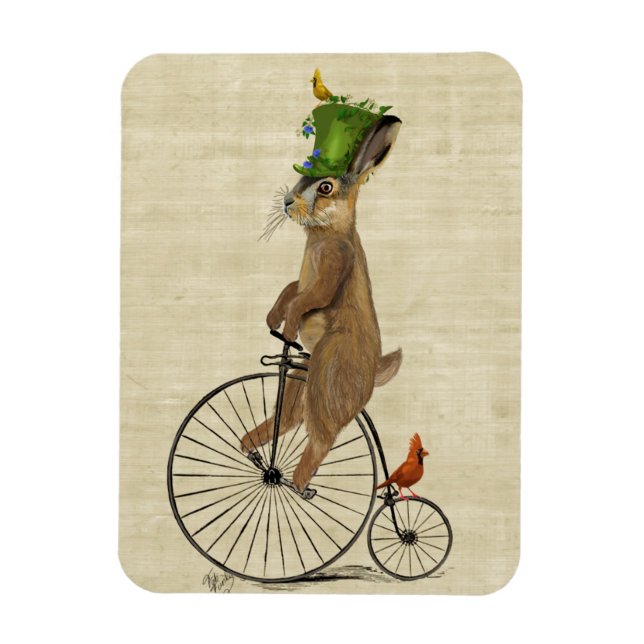 March Hare on Penny Farthing 3 Magnet (Vertical)