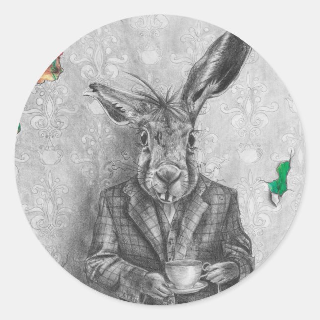 March Hare Sticker Alice in Wonderland Sticker (Front)